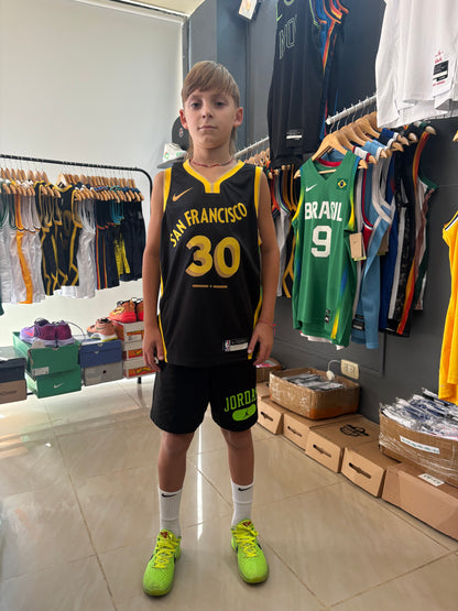 Golden State Warriors Stephen Curry City Edition Negra #30 - VERSION KIDS
