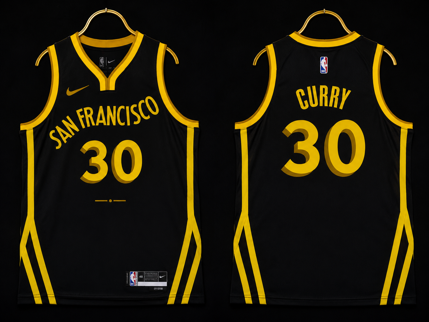 Golden State Warriors Stephen Curry City Edition Negra #30 - VERSION KIDS