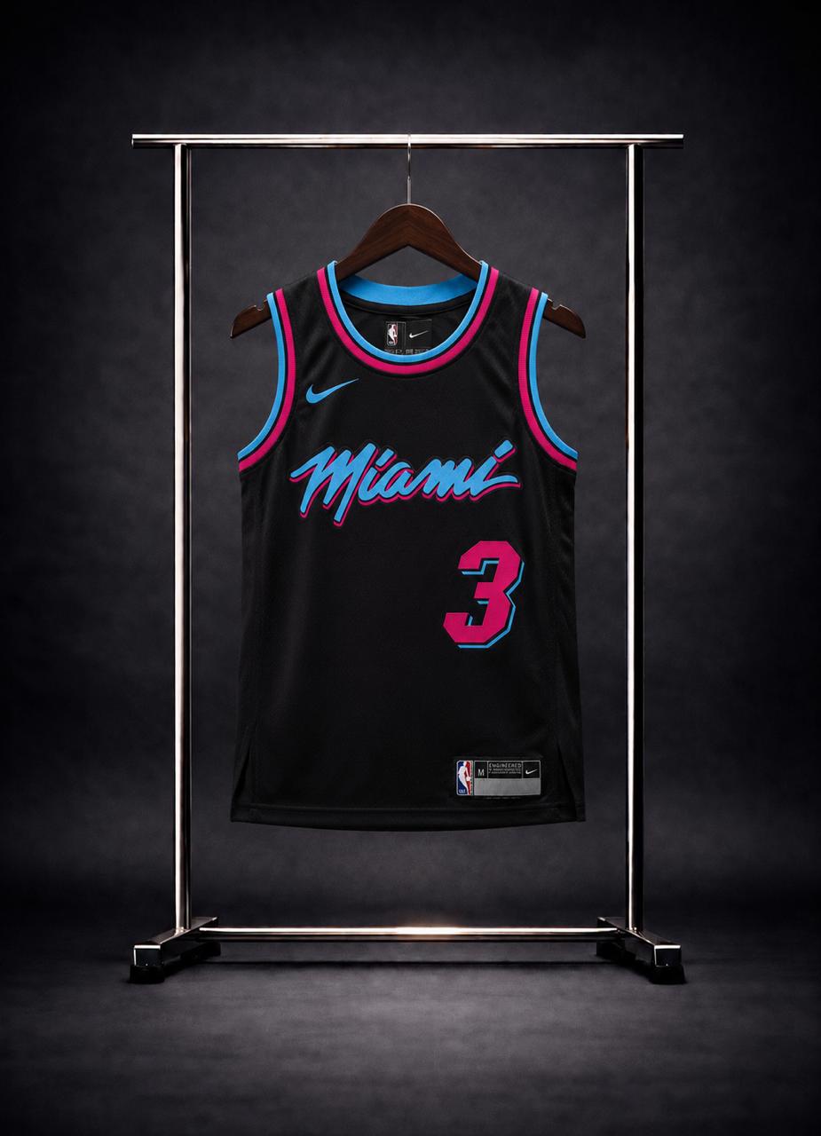 Camiseta Miami Heat Vice #3 Dwyane Wade – Niño