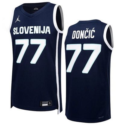 Camiseta Selección de Eslovenia Luka Dončić N.º 77 – Edición Azul