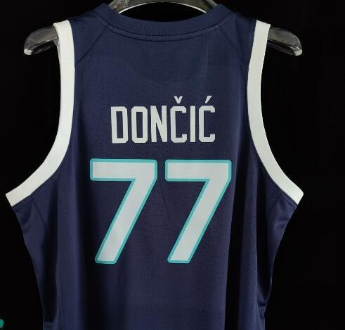 Camiseta Selección de Eslovenia Luka Dončić N.º 77 – Edición Azul