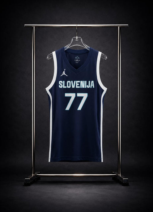 Camiseta Selección de Eslovenia Luka Dončić N.º 77 – Edición Azul